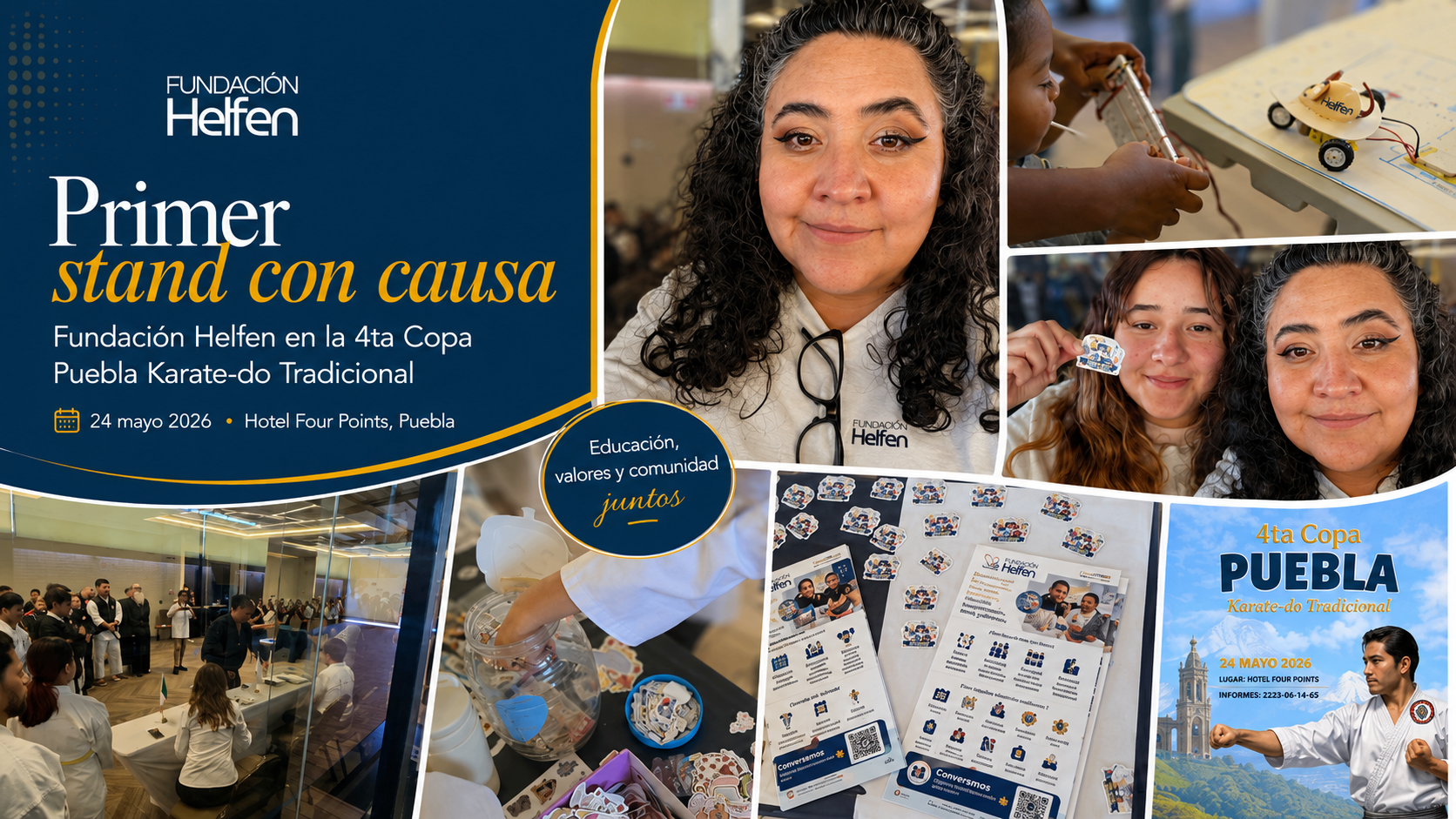 Primer stand con causa de Fundación Helfen en evento de la Asociación de Karate Tradicional de Puebla